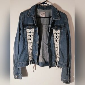 Love Tree Blue Jean Jacket with White Lace-Up